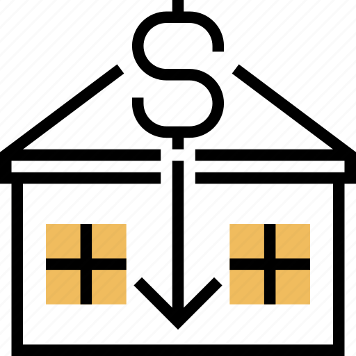 Deficit, loss, house, price, value icon - Download on Iconfinder