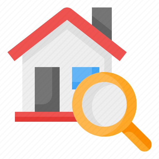 Search, magnifying glass, house, home, real estate, property, loupe icon - Download on Iconfinder