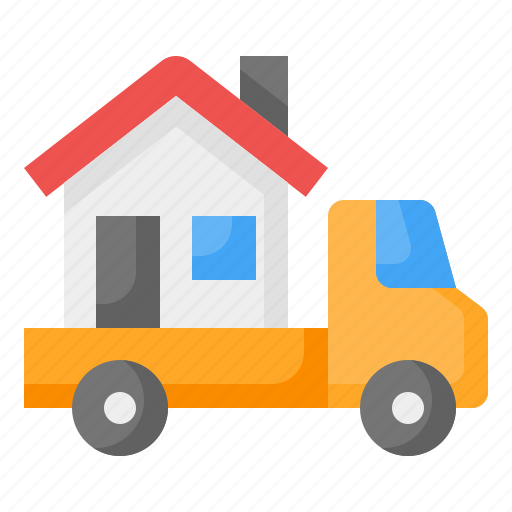 Moving truck, moving home, truck, house, home, vehicle, delivery icon - Download on Iconfinder
