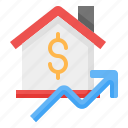 price up, price, increase, house, real estate, dollar, up arrow