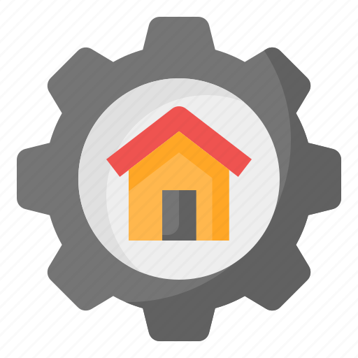 Development, construction, gear, house, real estate, cogwheel, building icon - Download on Iconfinder