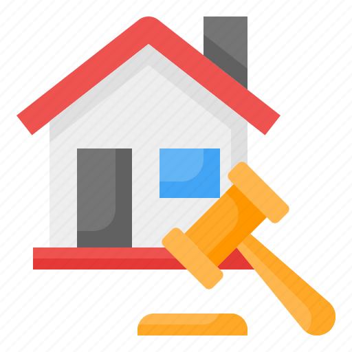 Auction, bid, legal, hammer, house, real estate, property icon - Download on Iconfinder