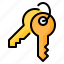 door key, house key, key, keychain, key ring, lock, security 