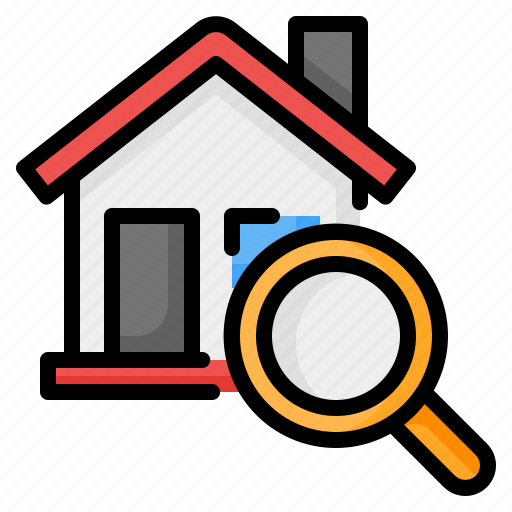Search, magnifying glass, house, home, real estate, property, loupe icon - Download on Iconfinder