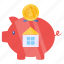 home savings, house savings, property savings, money accumulation, piggy bank 