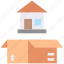box, delivery, estate, home, house, package, real 