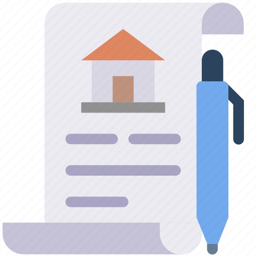 Contract, deed, document, estate, home, pen, real icon - Download on Iconfinder