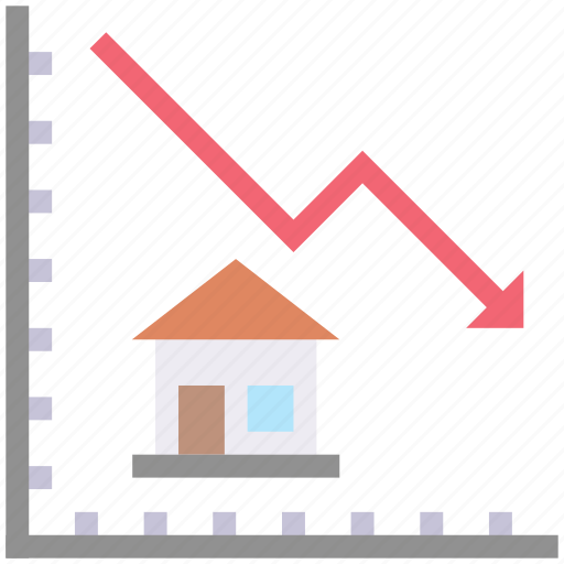 Analytics, chart, decrease, graph, house, property, statistics icon - Download on Iconfinder