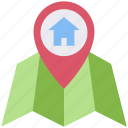 home, house, location, map, marker, pointer, real