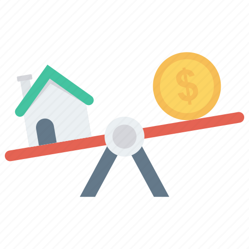 Balance, dollar, house, property, scale icon - Download on Iconfinder