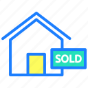 home, house, label, property, real estate, sign, sold