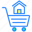 buy home, cart, house, property, real estate, shopping 