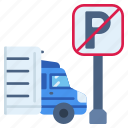 no, truck, sign, forbidden, lorry, transport, transportation, car, parking