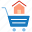 buy home, cart, house, property, real estate, shopping 