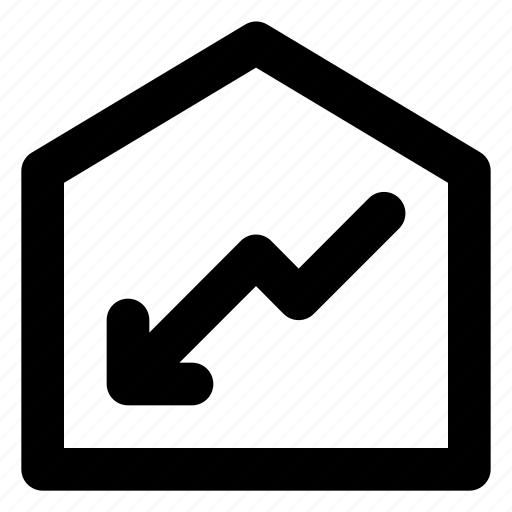 Down, house, invesment, real estate icon - Download on Iconfinder