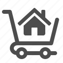 buy, home, house, shopping cart