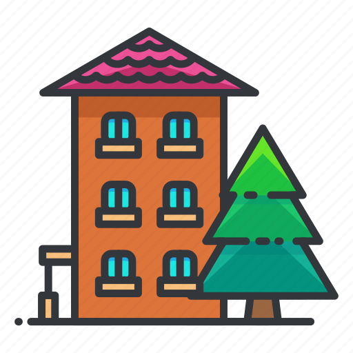 Apartment, building, estate, real, tree icon - Download on Iconfinder