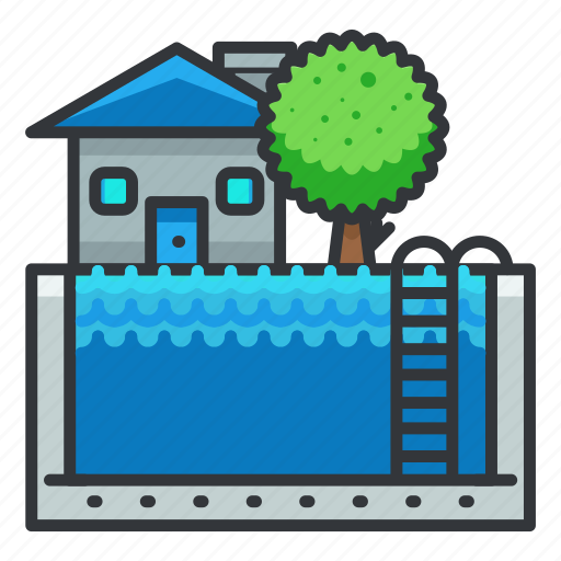 Estate, house, pool, real icon - Download on Iconfinder