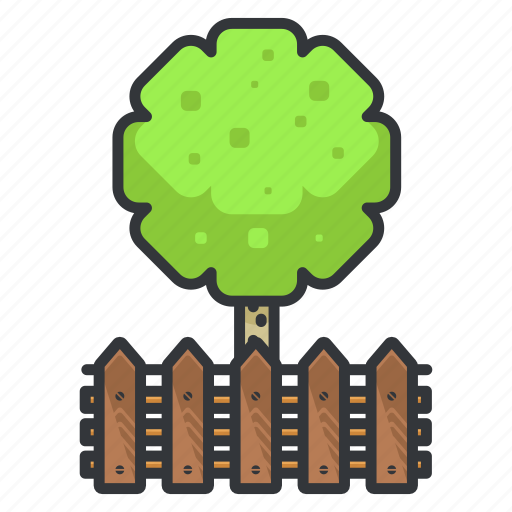 Estate, fence, real, round, tree icon - Download on Iconfinder