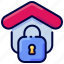 bukeicon, estate, house, lock, property, real, security 