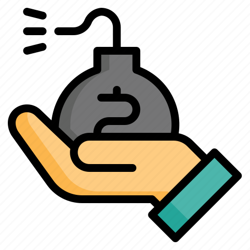 Debt, loan, bomb, crisis, recession, finance, hand icon - Download on Iconfinder
