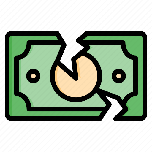 Money, cash, broken, crisis, recession, economy, finance icon - Download on Iconfinder
