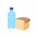 bottle, bread, container, drink, fresh, plastic, water