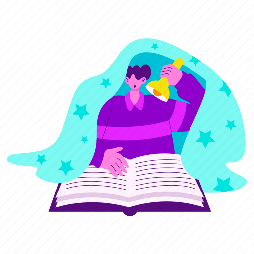 Late night study, late night, reading book, lamp, over, blanket, back to school illustration - Download on Iconfinder