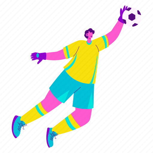 Football, goalkeeper, soccer, ball, jump, catch, sports competition illustration - Download on Iconfinder