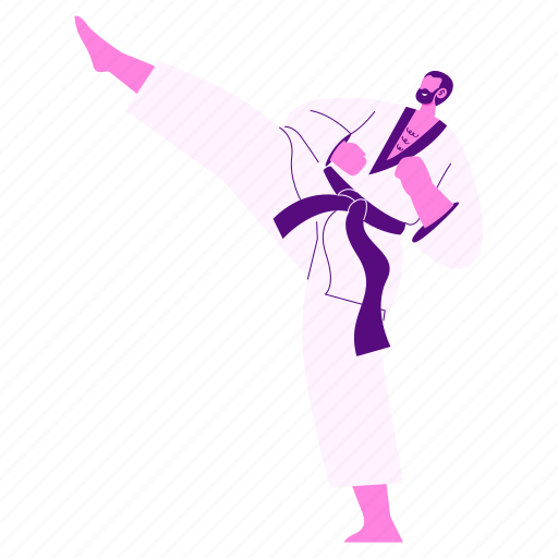 Taekwondo, fighter, kicking, karate, martial arts, fight, sports competition illustration - Download on Iconfinder