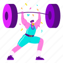 weightlifting, winner, barbell, weightlifter, confetti, sports competition, sport, match 