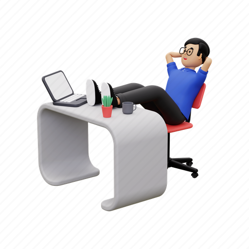 Relaxing, enjoy, relax, tired, rest, work 3D illustration - Download on Iconfinder
