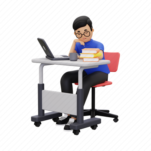Relaxing, tired, work, rest, relax, worker 3D illustration - Download on Iconfinder