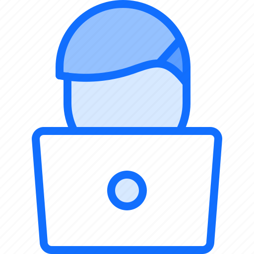 Computer, laptop, man, remote, work, freelance icon - Download on Iconfinder