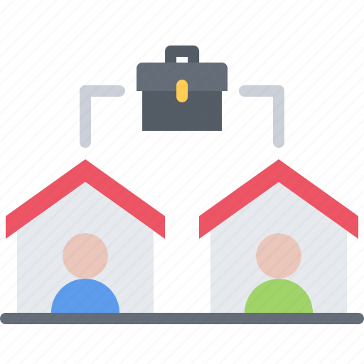 People, briefcase, case, house, building, remote, work icon - Download on Iconfinder