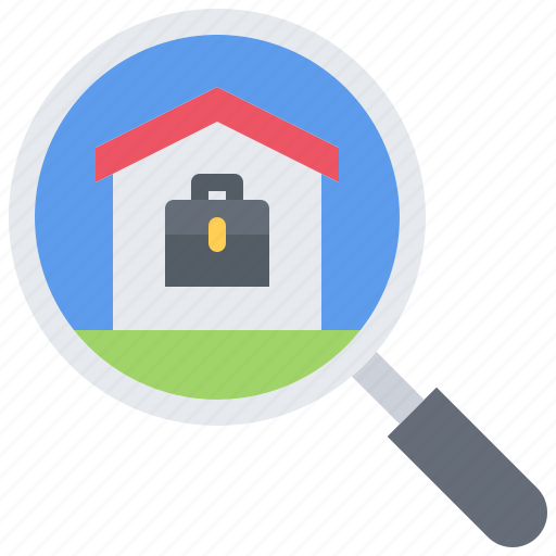 Briefcase, case, house, building, search, magnifier, remote icon - Download on Iconfinder