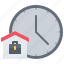 briefcase, case, house, building, time, clock, remote, work, freelance 