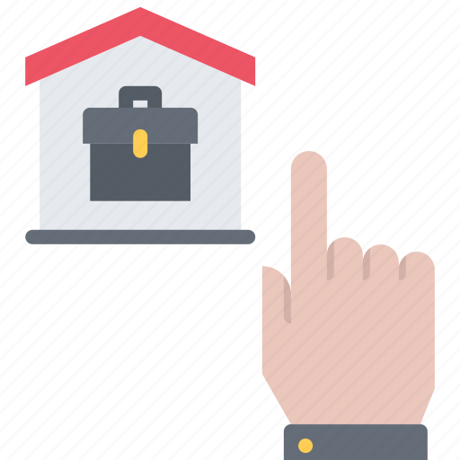 Briefcase, case, house, building, click, hand, finger icon - Download on Iconfinder