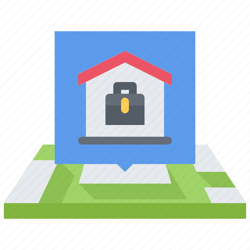 Briefcase, case, house, building, map, pin, location icon - Download on Iconfinder