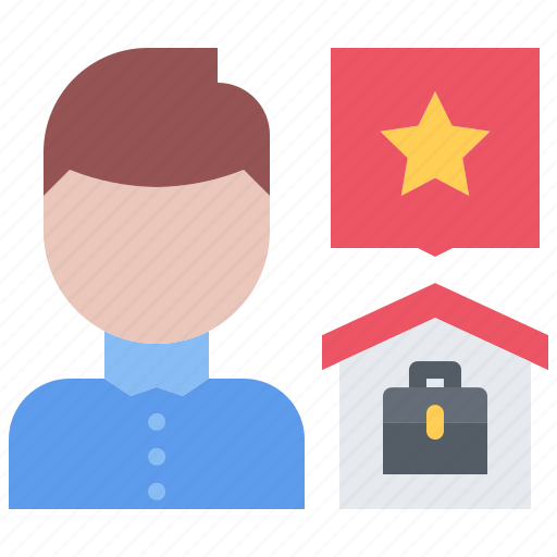 Briefcase, case, house, building, man, review, star icon - Download on Iconfinder