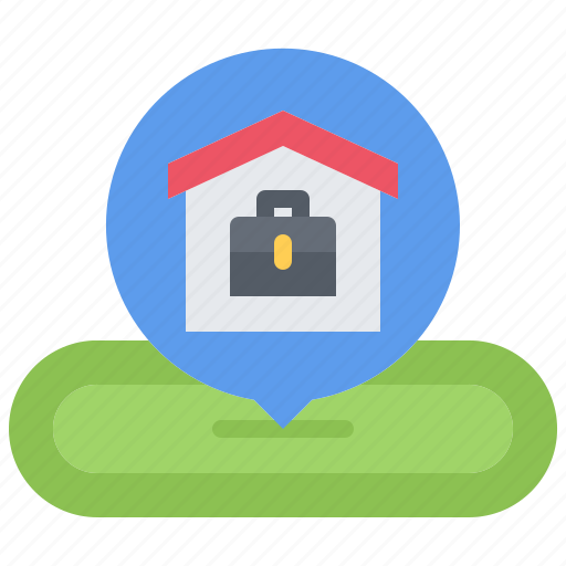 Briefcase, case, house, building, pin, location, remote icon - Download on Iconfinder