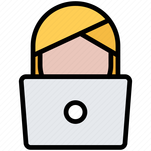 Computer, laptop, woman, remote, work, freelance icon - Download on Iconfinder