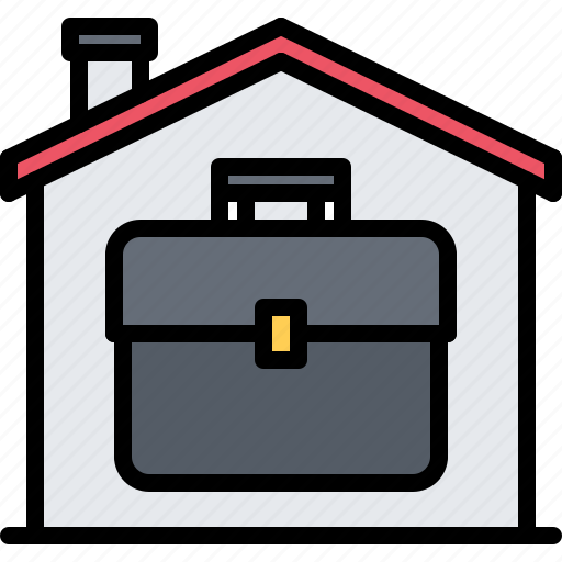Briefcase, case, house, building, remote, work, freelance icon - Download on Iconfinder