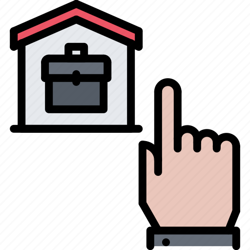 Briefcase, case, house, building, click, hand, finger icon - Download on Iconfinder