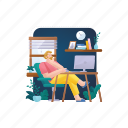 1, man, freelancer, working, in, front, computer, his, cozy, home, desk 