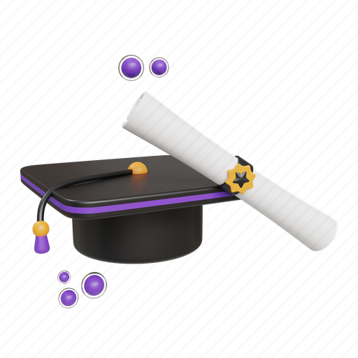 Graduation, hat, school, college, university, cap, education 3D illustration - Download on Iconfinder