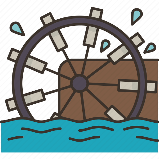 Water, wheel, mill, power, vintage icon - Download on Iconfinder
