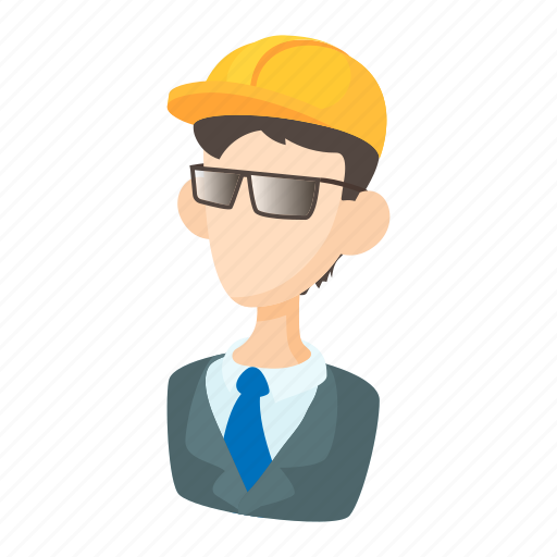 Builder, cartoon, glasses, person, tool, work, worker icon - Download on Iconfinder