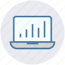 analytics, bars, graph, laptop, reports, stabilization