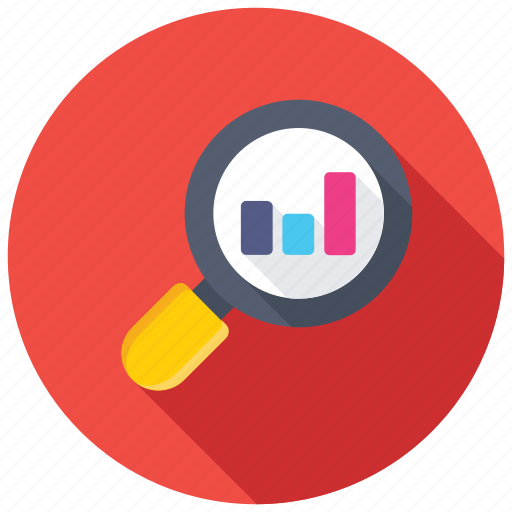 Data analyzing, graph analysis, graph magnifying, search stats, statistical analysis icon - Download on Iconfinder
